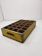 Vintage Yellow Wooden Wood 24 Bottle Coca-Cola Coke Crate Houston Texas TX