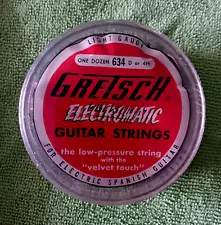 9 Gretsch Electromatic 634 guitar D strings 1950's "T" roof logo in orig box.