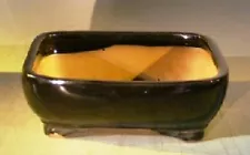 Black Ceramic Glazed Bonsai Pot Rectangle 12.75" x 9.5" x 4.5"