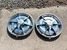 2 PAIR of 1963 Chevrolet Chevy Corvette C2 Hub Cap Wheel Cover W Spinner Vintage