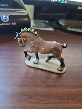 Hagen Renaker Miniature, Clydesdale Draft Horse on Base, Retired, #3127, US Made