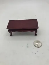 Dollhouse End Side Coffee Table Dollhouse Miniature, Small Red Wood Table