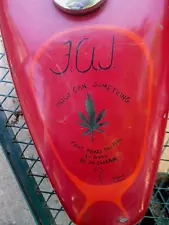 Vintage Motorcycle Gas Tank Unknown Brand Custom Paint Extolling Marijuana