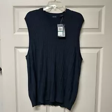 IZOD Sweater Vest Men's Large Navy Blue New With Tags MSRP $55.00 100% Cotton