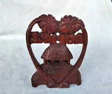 VINTAGE SAMOA VILLAGE CARVED WOOD STATUE 28CM TALL