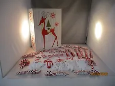 Kurt Adler Santa, Candy Cane, & Ribbon Ornaments & Reindeer Storage Box