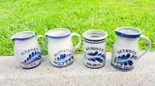 4 Salt Glazed Stoneware Pottery Pitchers Jar Signed Stamped Connecticut Towns