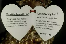 Ty Beanie Baby PUNXSUTAWNEY PHIL the Groundhog (Original COC PA Exclusive) MWMTs