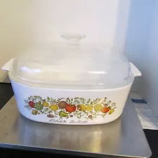 Vtg Corning Ware Spice of Life L'Echalote La Sauge 4 QT Casserole Dish w/ Lid