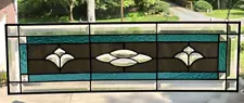 Gray/Steel Blue Stained Glass & Beveled Transom or Sidelight or Window Panel