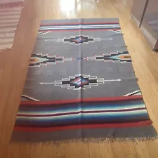 Vintage Red Wool Handmade Navajo blanket 6’ 5” X 4’3”