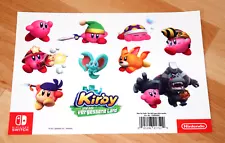 Kirby and the Forgotten Land Promo Nintendo Switch Sticker Sheet Not For Sale