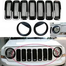 Front Mesh Grille Grill Angry Bird Headlight Cover for Jeep Patriot 2011-2018