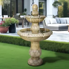 3-Tiere Retro Outdoor Water Fountains Garden Patio Decor Concrete Statu Ornament