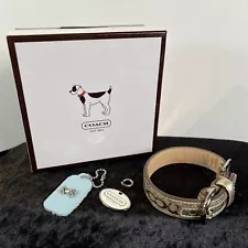 Coach Logo XS Dog Collar 8837 SKHGD Box Bone Tag Brown Logo Modified 8.5”-10.5”