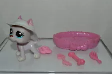 Littlest Pet Shop~#1022~Great Dane~Dog~Pink~Blue Eyes~Poop, Scooper, Bed & Brush