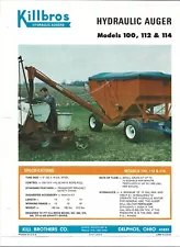 Original Killbros 100 112 114 Hydraulic Auger Sales Brochure Spec Sheet # 120479