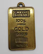 Suisse 100g Unreal Gold Gram Pure Brass Bar Essayeur Fondeur Keychain No. 963873