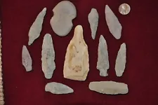 NJ PA NY 11 Piece Lot Argillite Indian Arrowheads Artifacts