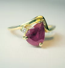 1.23 ct Genuine Natural Ruby & Diamond 14K Yellow Gold Ring Was $1,295 Video