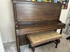 Antique Upright Piano Walnut, ivory 1939, used, Henry F Miller