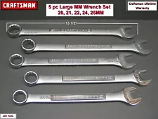 Craftsman 5pc LARGE Metric/mm Open/Box Combination Wrench Set 12pt Tools 6