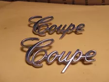 TWO Vintage Cadillac Coupe SCRIPT Emblems With Posts OEM