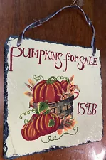 “Pumpkins For Sale” Wall Decor SIGN PLAQUE Fall / Halloween 8” X 8”