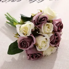 12 Head Silk Rose Flowers Floral Bridal Wedding Bouquet Home Party Decor