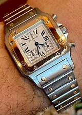 Cartier Santos Galbee Chronoflex Men’s Watch Quartz 29mm SS 18K Ref. 2425