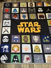 Star Wars Faux Quilt Blanket 72 x 88 in Yoda Darth Vader Princess Leia Etc