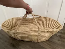 33x21 Palm Leaf Baby Moses Basket Newborn Bassinet Nursery Storage Boho Natural