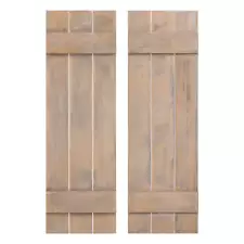 Window Shutter Set of 2 w/ Antiqued Surface Reclaimed Paulownia Wood Wall Decor