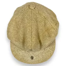 Polo Ralph Lauren Vintage Cap 7 3/8 L/XL Herringbone Cabbie Newsboy Hat Tan