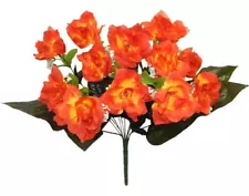 Open Rose Bush 12 Stems 21in Orange