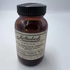 Vintage Mallinckrodt Brown Dispensary Bottle Sodium Citrate 4.75" Empty