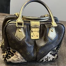 LOUIS VUITTON Authentic Monogram Leopard Adele Hand Boston Bag