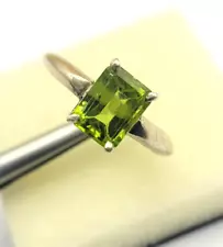 Natural Green Peridot Gemstone Tiny SZ:5.75 US Sterling Solid Silver Men's Ring