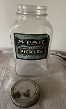 Antique Sweet Mixed Pickles Jar Original Label Star Brand Banstar Chicago