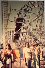 1970s 35mm Slide Rollercoaster Amusement Park Girl Woman Kids Pakon Slide