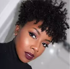 Short Afro Curly Black Wigs Pixie Cut Synthetic Wig for African American Women