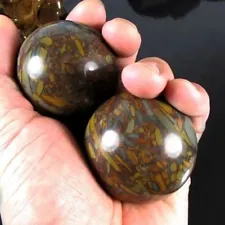1 Pair 50mm Mixed Natural Gemstone Crystal Sphere Jade Ball Relax Healing Stone