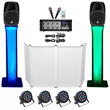 DJ Package w/15" Speakers+Bluetooth Mixer+Mics+Tripod+Totem Stands+Facade+Lights