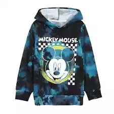 JEM Boy's Black/Blue Mickey Mouse Tie Dye Fleece Hoodie Size 6