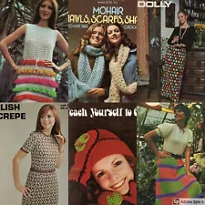 Vintage Crochet or Knit Fashion Pattern Leaflets 1970s Men Women Kid You Pick