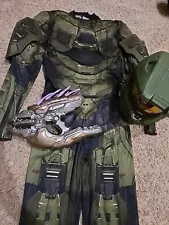 Microsoft Halo Master Chief Mens Halloween Costume Sz M 38-40 Helmet Needler Gun