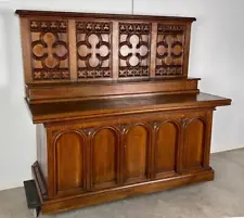 ARRIVES NOV 2024: 7 Foot Long Antique Gothic Revival Church Altar in Oak Wood