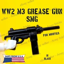 WW2 M3 Grease Gun SMG for minifigs • CUSTOM TOY Bricks • Black