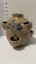 Stoneware Strawberry Succulent Pot W/Cobalt Blue Accents