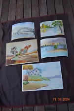 Lot of 5 Landscape & Water Scenes Orig Watercolor Studies Unframed. SOLD TOGETHE